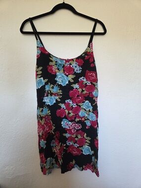 Millau Black Floral Mini Dress with Peek A Boo Back